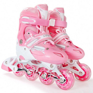 Factory price kids inline skates adjustable flashing roller 4 wheels free skates girls boys roller skates