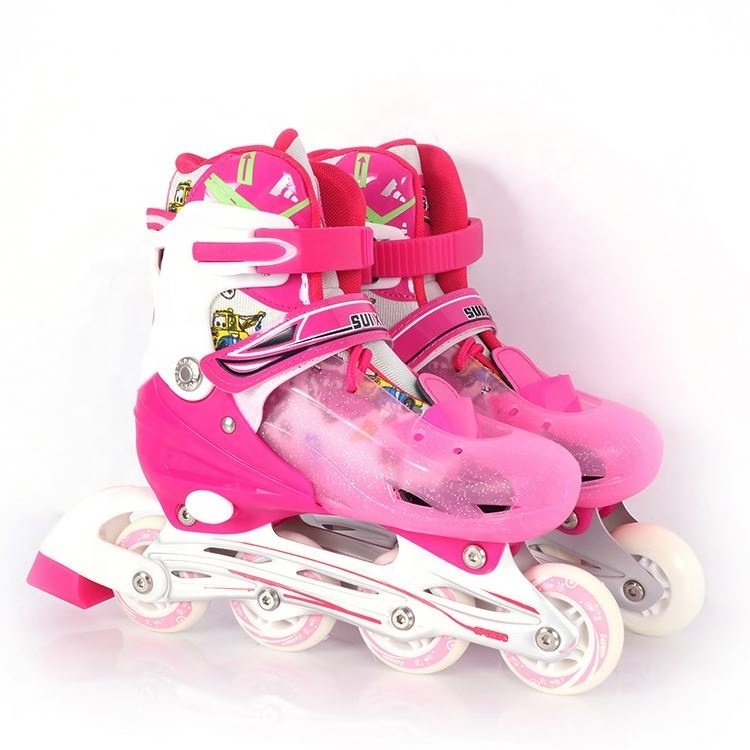 Soy luna patine PVC leather 4 flashing wheels  roller skates customized wholesale