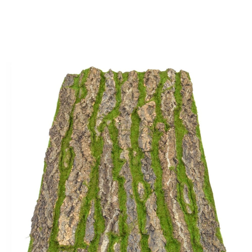 Cork Bark 3D Wall Panel That Combines Artificial Moss and Natural Bark for Faux Green Plant Wall Decor