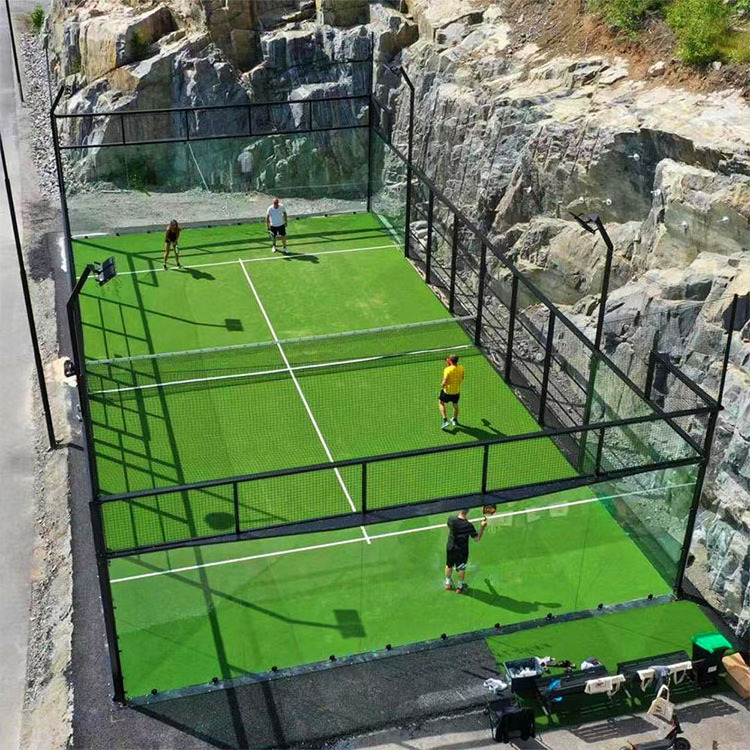 Low cost install artificial grass tennis court panoram paddle court sport world padel tennis court with roof