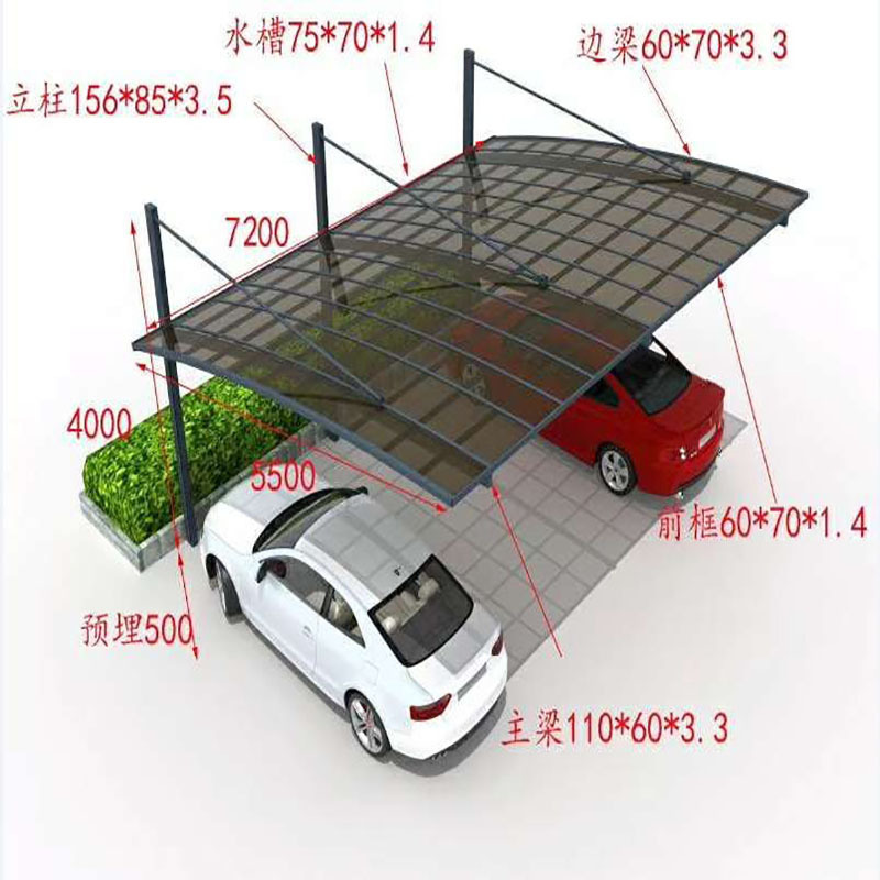 Modern Designs 2 Post carports for carparking Outdoor Double Metal aluminum carport panels Polycarbonate sheet