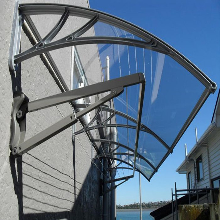 Polycarbonate Rain Shelter Door Canopy Pc Window Awning with aluminum structure support