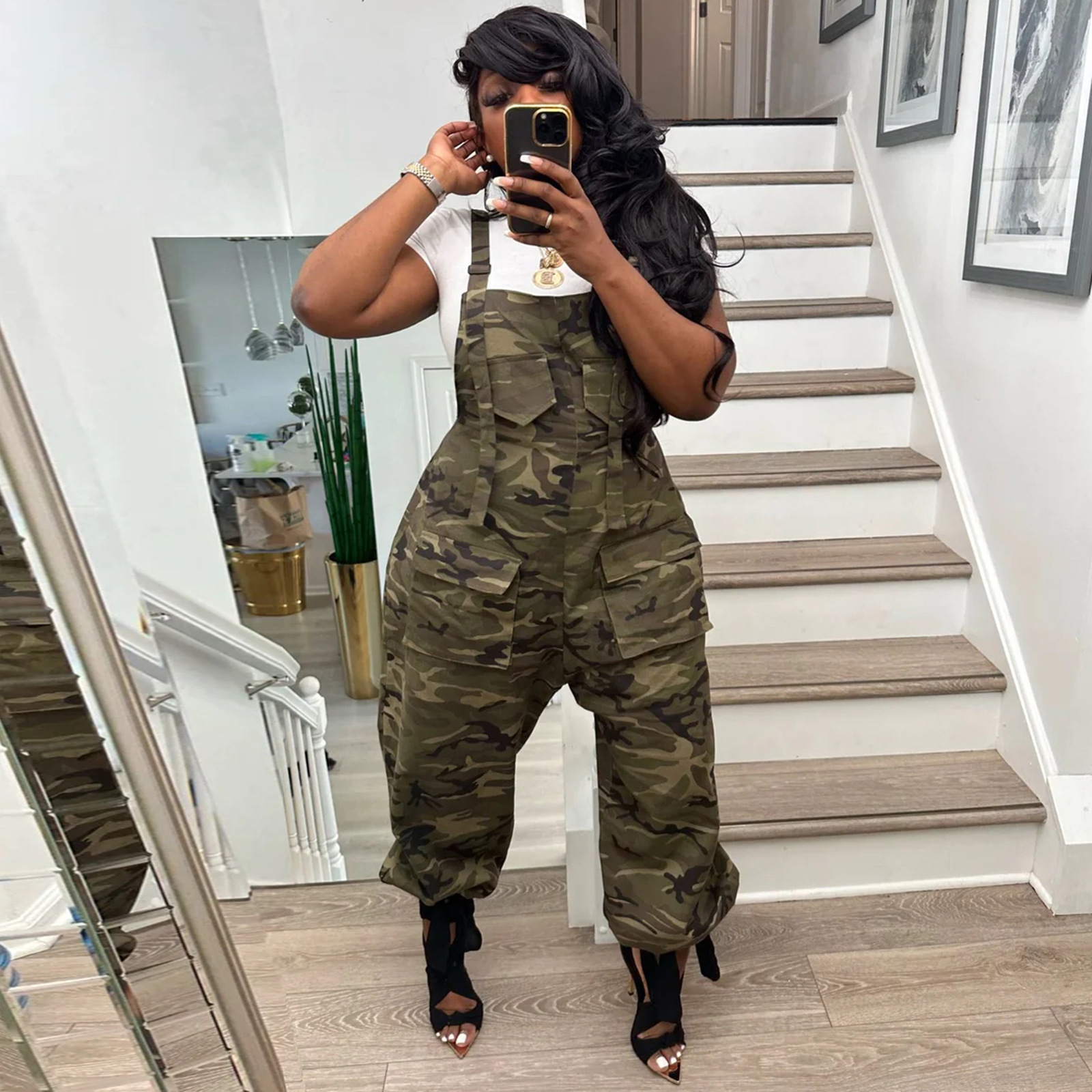 Fashion Clothes Women Streetwear Camo Jumpsuit Women Loose Cargo Pants With Pocket Camouflage Carpenter Pants Overalls