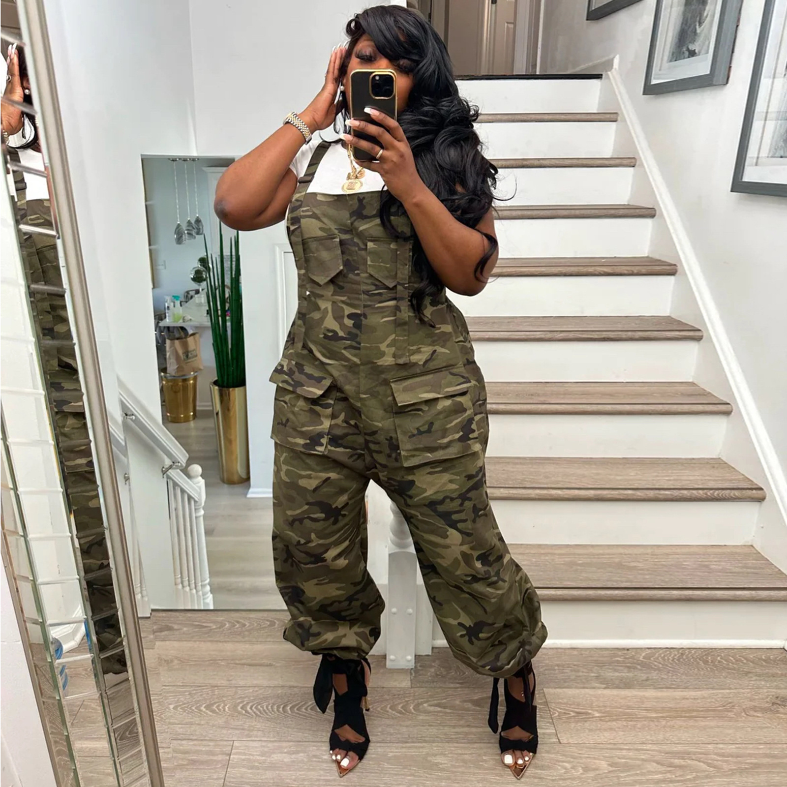 Fashion Clothes Women Streetwear Camo Jumpsuit Women Loose Cargo Pants With Pocket Camouflage Carpenter Pants Overalls