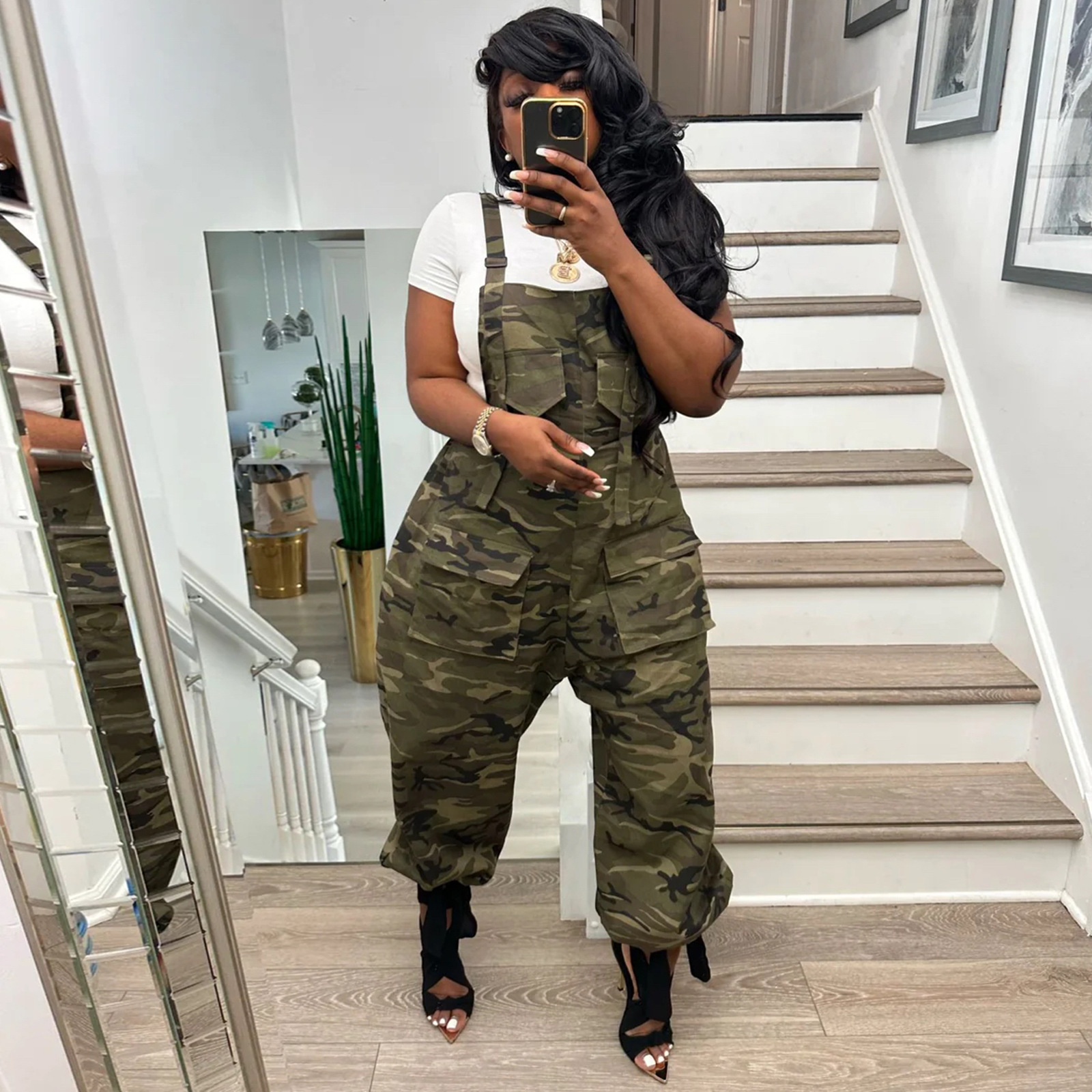 Fashion Clothes Women Streetwear Camo Jumpsuit Women Loose Cargo Pants With Pocket Camouflage Carpenter Pants Overalls