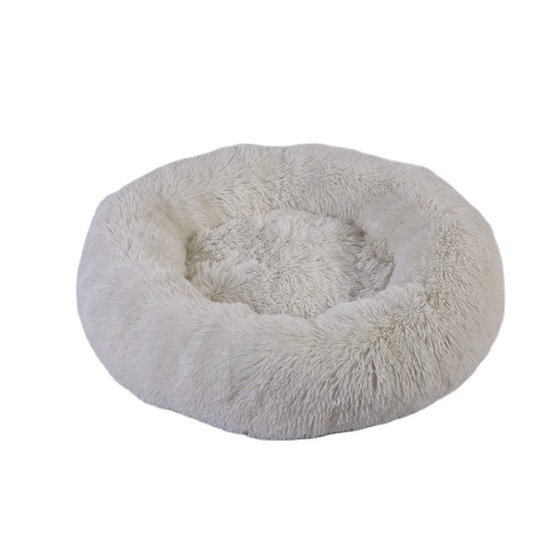 Pet bed for wholesale designer anti anxiety portable velvet cats dogs soft travel nest kennel bed donut round faux fur