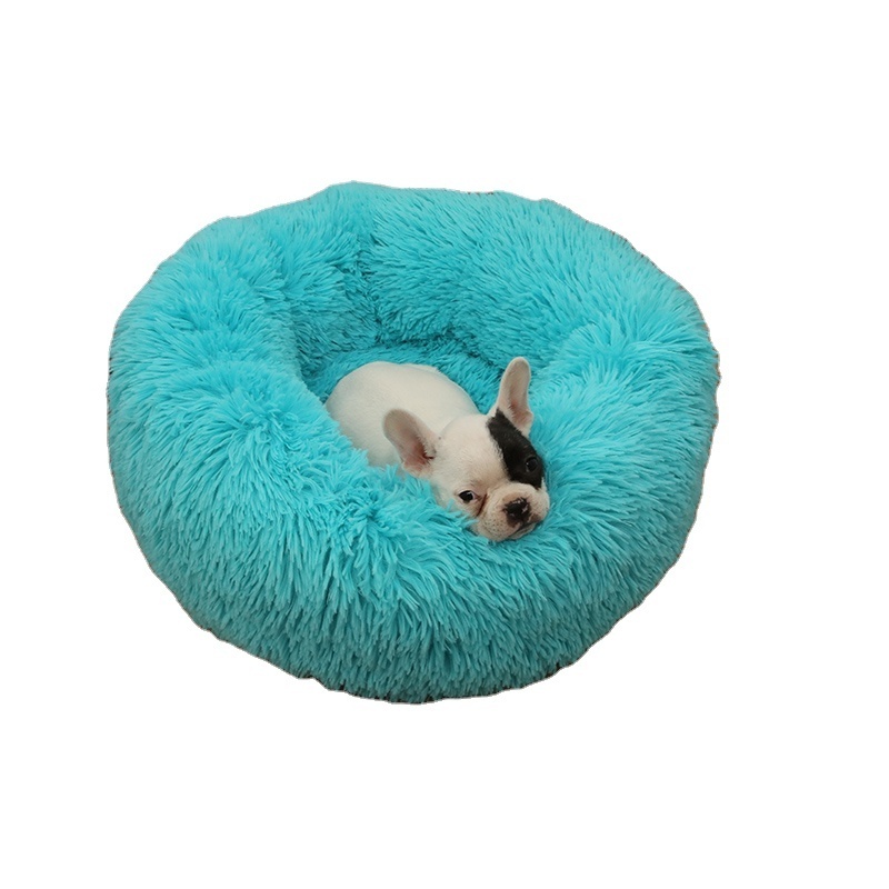 Soft washable premium dog bed luxury round faux fur pet beds accessories foam dog bed