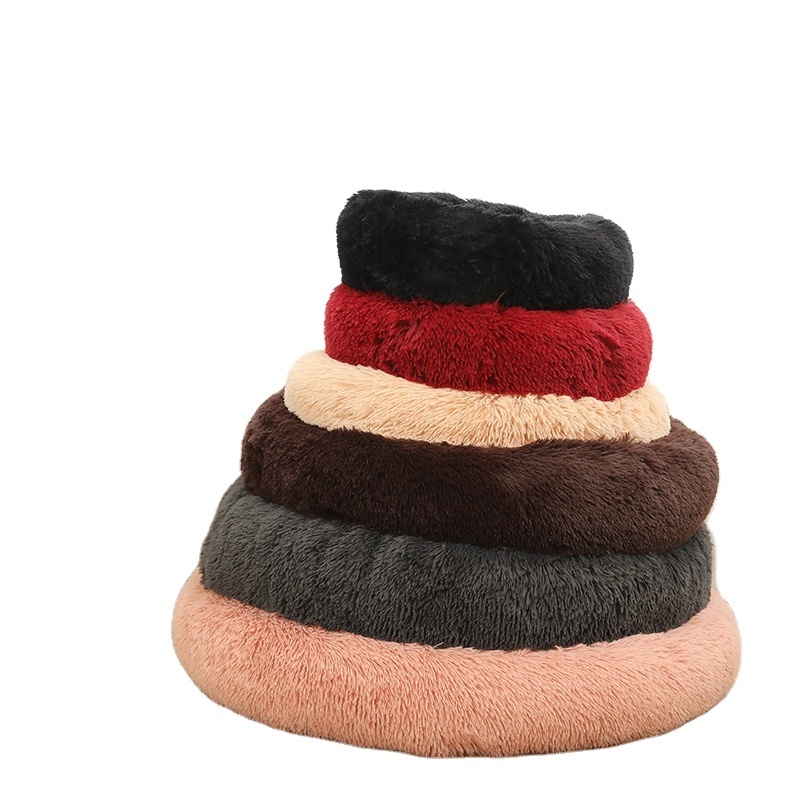 Soft washable premium dog bed luxury round faux fur pet beds accessories foam dog bed