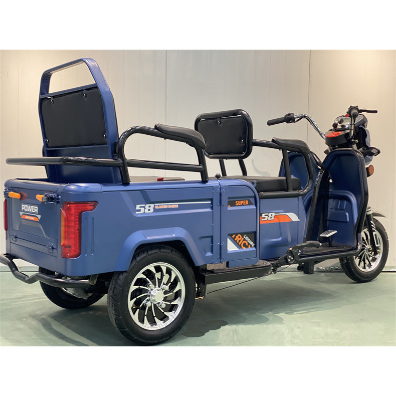 Passenger-Cargo Electric Tricycle with 10 inch Vacuum Tire/Large capacity rear bucket/2 Foam sofa seats 600W 48V/60V