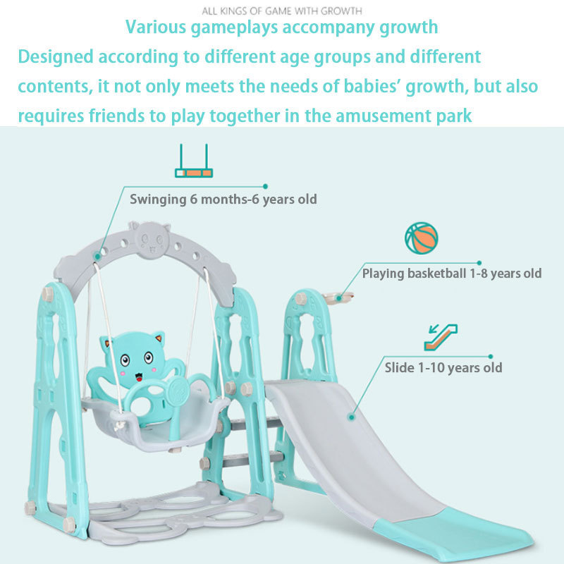 Kindergarten Children Multi function Combination Indoor Swing And Slide Playground Plastic Slide Toy