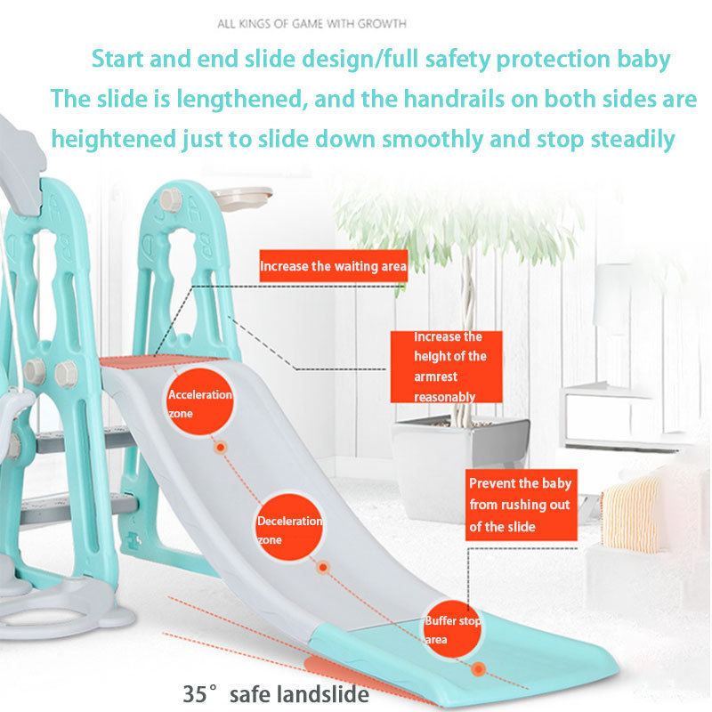 Hot Sale Plastic Children Toys Kids Baby Indoor Slide With Swing Set