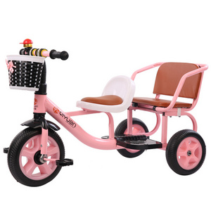 High Carbon Steel Two-person Children's Tricycle/soft And Comfortable Pedal Tricycle Can Take People/ Baby Balance Bike Tricycle