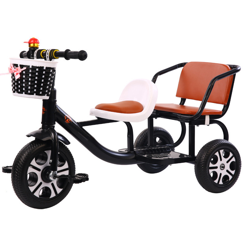 High Carbon Steel Two-person Children's Tricycle/soft And Comfortable Pedal Tricycle Can Take People/ Baby Balance Bike Tricycle