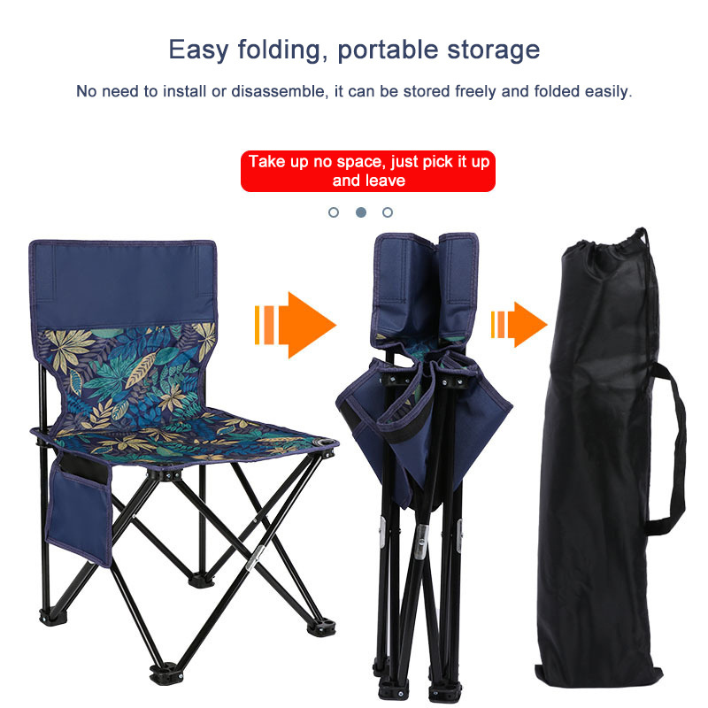 Folding Camping Chair With Cooler Bag Foldable Outdoor Leisure Chairs For Fishing Beach Hiking