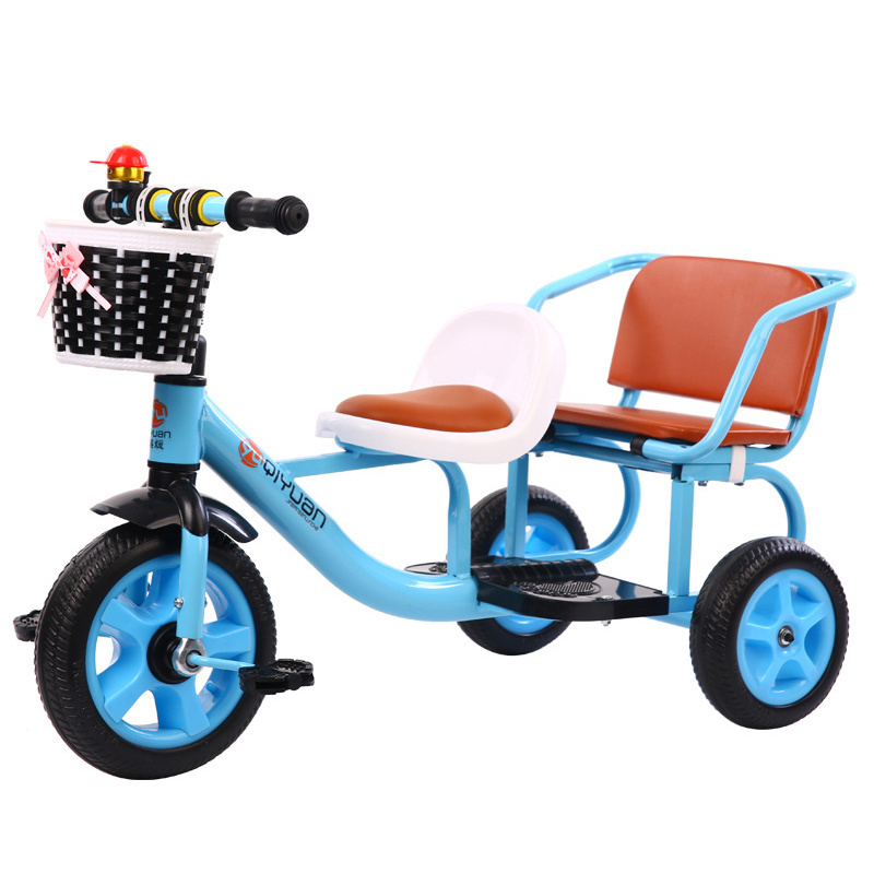 High Carbon Steel Two-person Children's Tricycle/soft And Comfortable Pedal Tricycle Can Take People/ Baby Balance Bike Tricycle