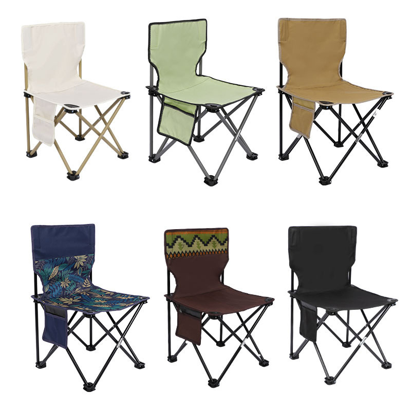 Folding Camping Chair With Cooler Bag Foldable Outdoor Leisure Chairs For Fishing Beach Hiking