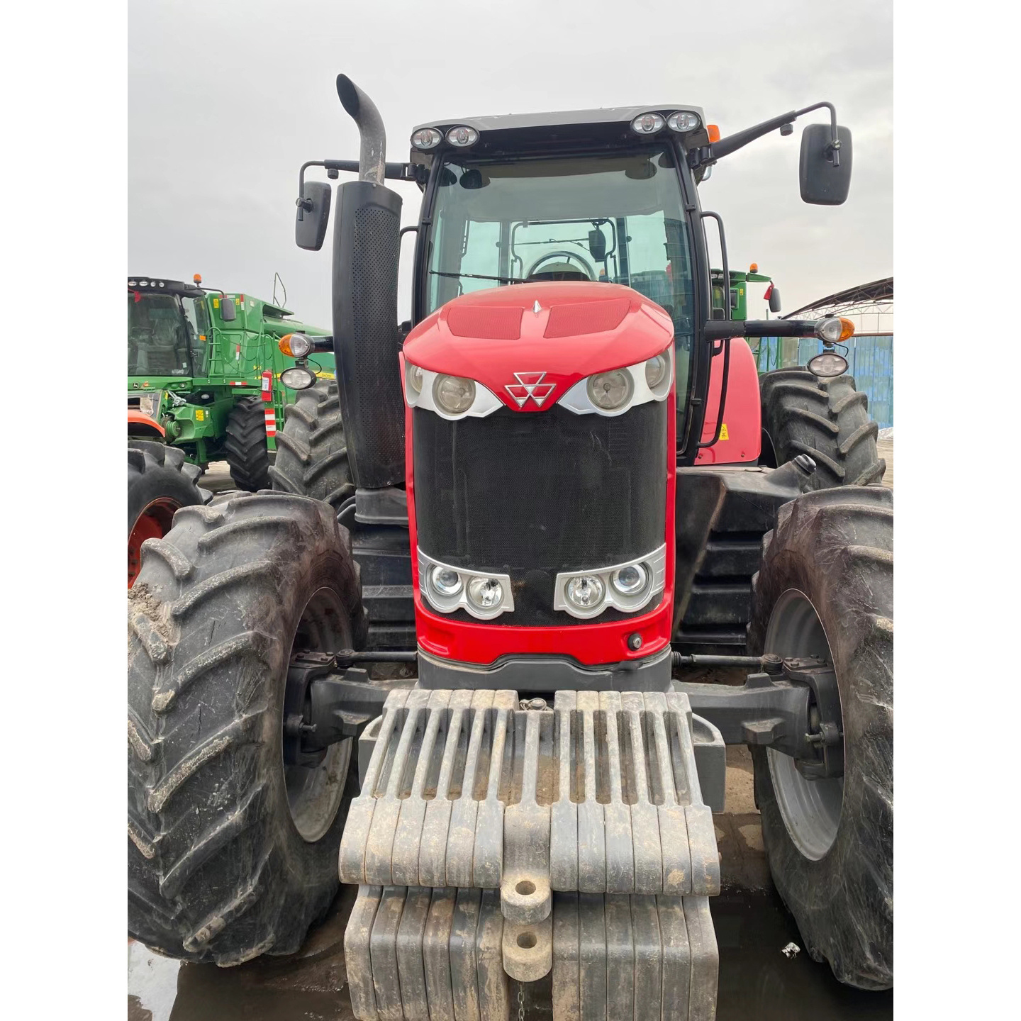 Used farm tractor massey ferguson 100hp with cab MF 4x4 tractors with front loader and backhoe