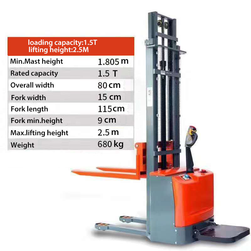 500 kg 1100 mm Semi-Electric Portable Self-loading Self-lifting Stacker