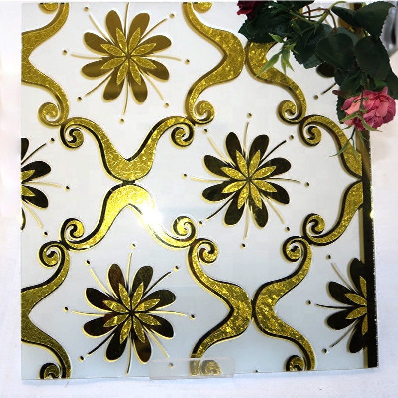 bright golden ice flower decorative glass with A grade quality and competitive price for door and window