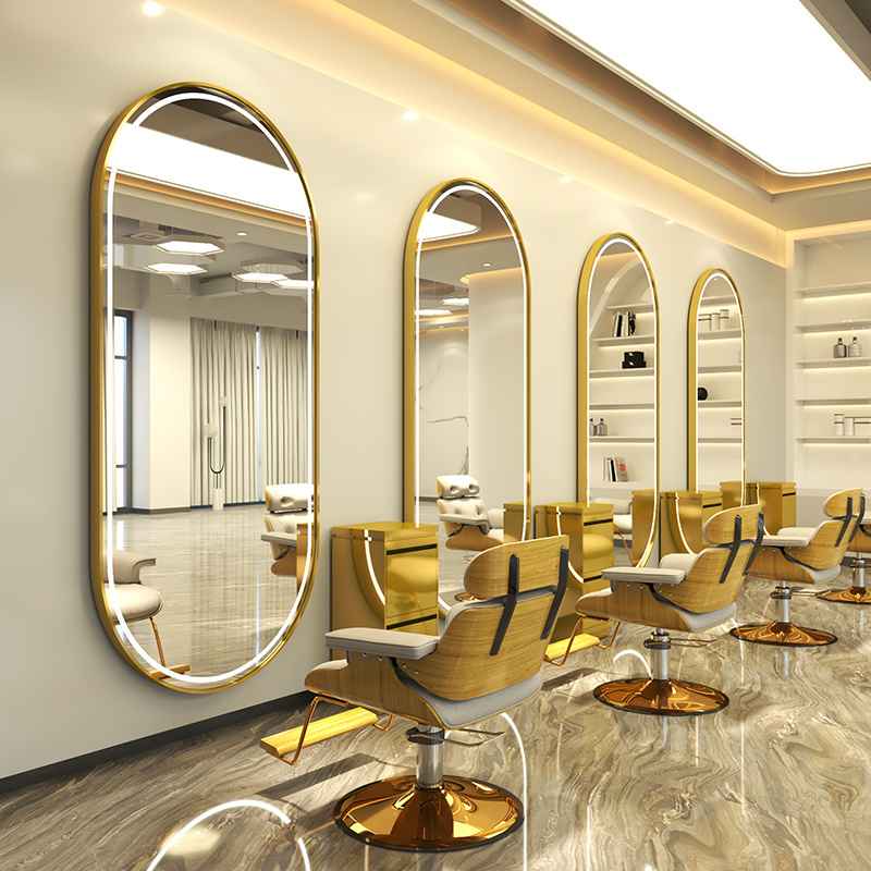 Large size Floor mirrors Aluminum frame Wall Mounted led Illuminated Hair Salon Mirror with light