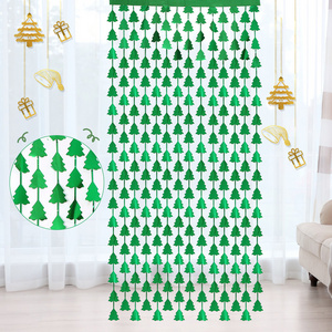 Christmas tree shape  foil Fringe Curtains Tinsel Curtain Party Photo Backdrop for Birthday Xmas Holiday Party Decor