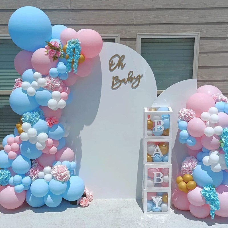 100pcs pink and blue balloon garland confetti balloons gender reveal party men and women baby shower decorations fabric