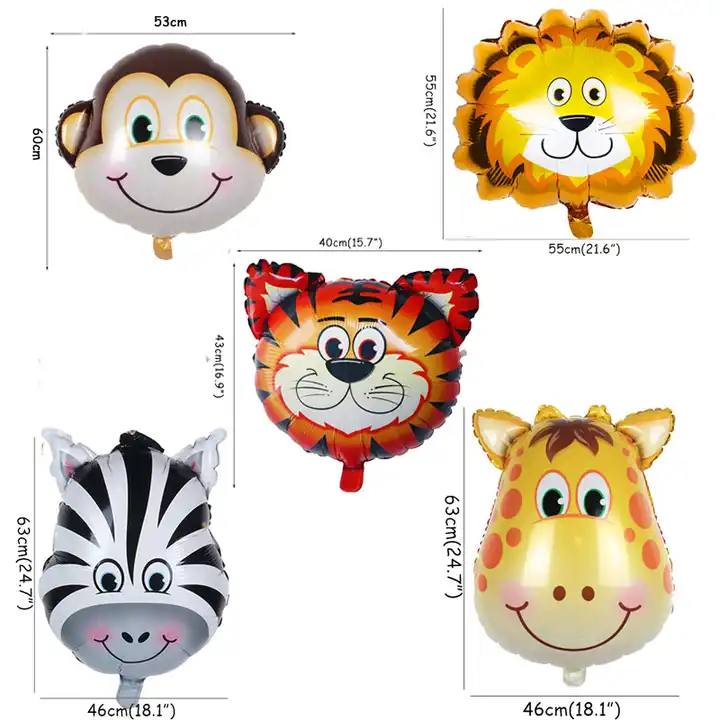 3d Tiger Monkey Zebra Foil Animal Balloons Cartoon Balloon Toy Set Kids Happy Birthday Inflatable Party Supplies Decor