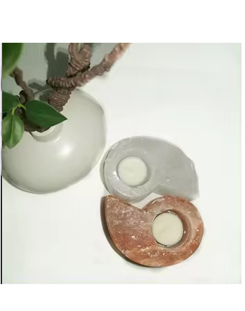 Handmade Himalayan Salt Candle Holders Yin and Yang Taoism Style Home Decor and Meditation - Natural Salt Rock Tealight