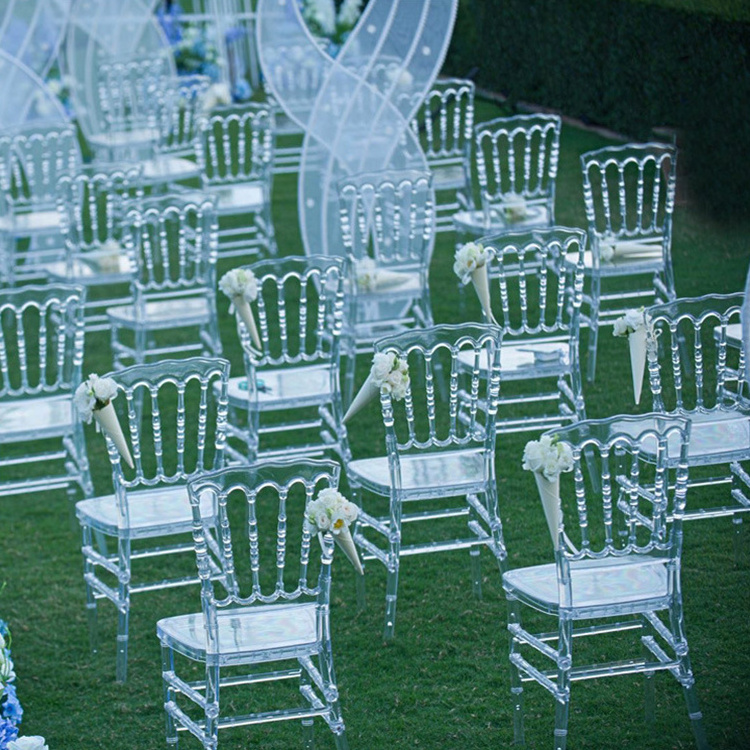 Wholesale chiavari Chair Clear Crystal Napoleon Chair for Outdoor Wedding Transparent Basic Customization