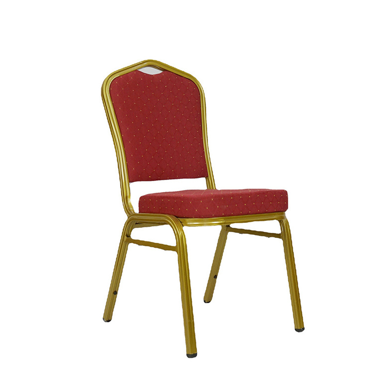 China Wholesale Cheap Used Fancy Stackable Fabric Golden Hotel Stacking Banquet Chair Aluminium Wedding Chair for Banquet Hall