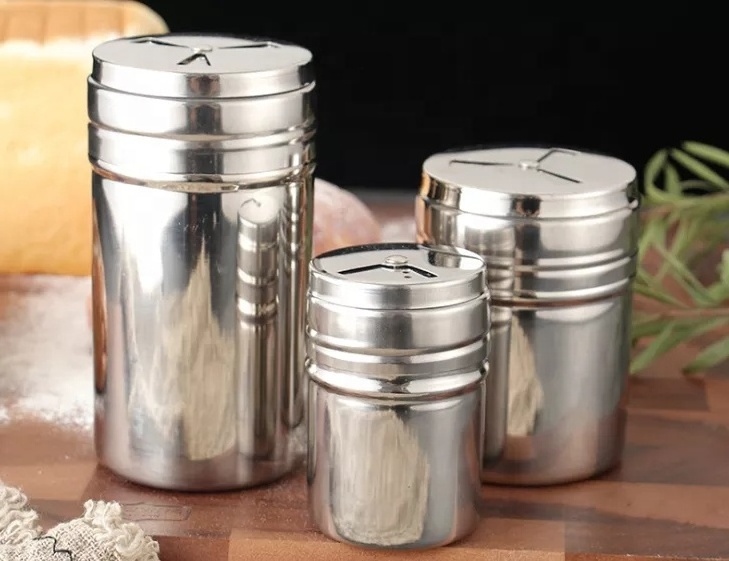 Stainless Steel Rotating Lids Design Spice Dispenser Spice Shaker Bottle Multi Function Cooking  Pepper Salt Jar