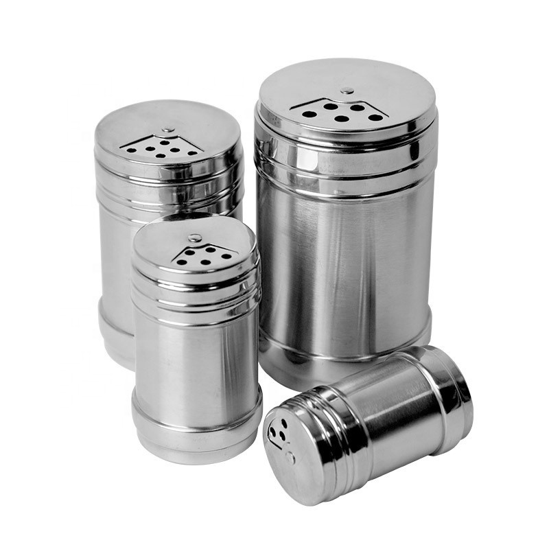 Stainless Steel Rotating Lids Design Spice Dispenser Spice Shaker Bottle Multi Function Cooking  Pepper Salt Jar