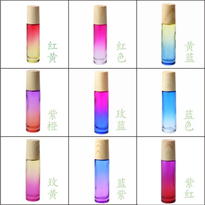 10ml Rainbow Colorful Gradient Roll on Glass Bottles