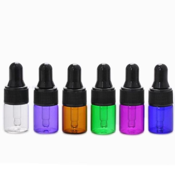 perfume bottle 1 ml 2 ml 3 ml clear green blue purple amber pink dropper bottle