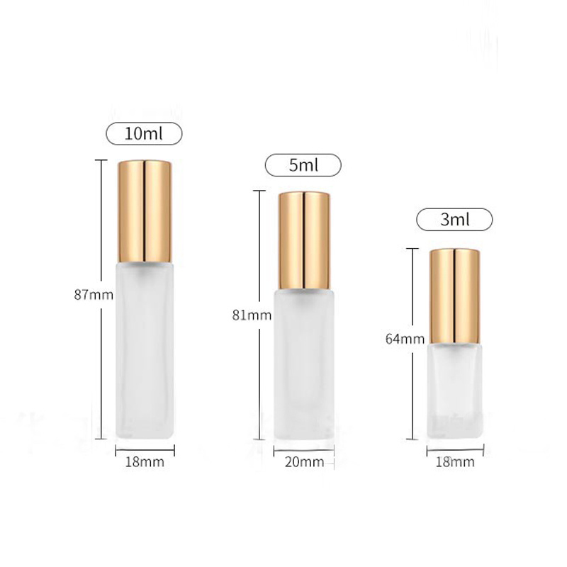 3ml 5ml 10ml square frosted glass spray bottles perfume bottles with gold/silver spray