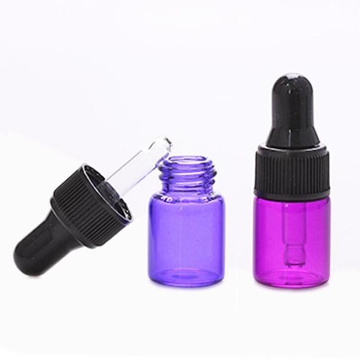 perfume bottle 1 ml 2 ml 3 ml clear green blue purple amber pink dropper bottle