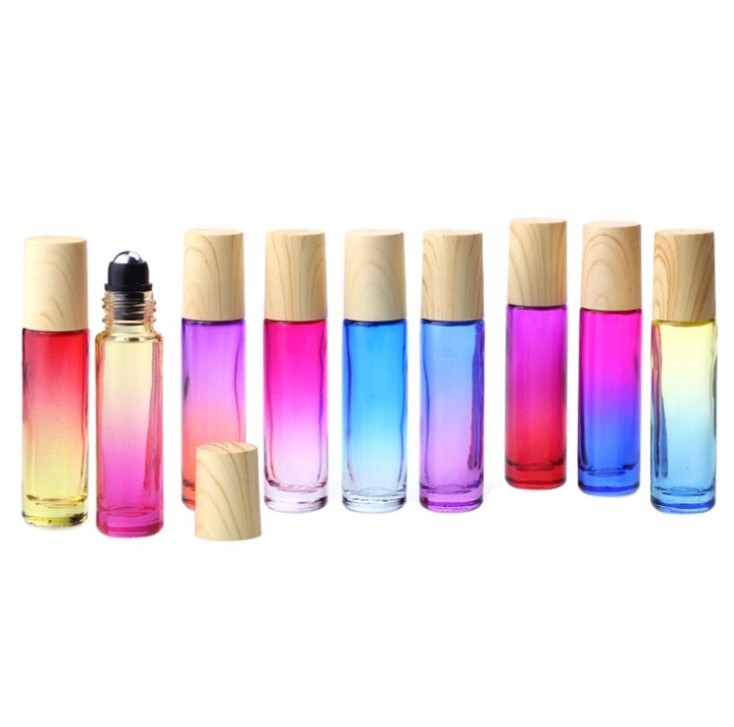 10ml Rainbow Colorful Gradient Roll on Glass Bottles