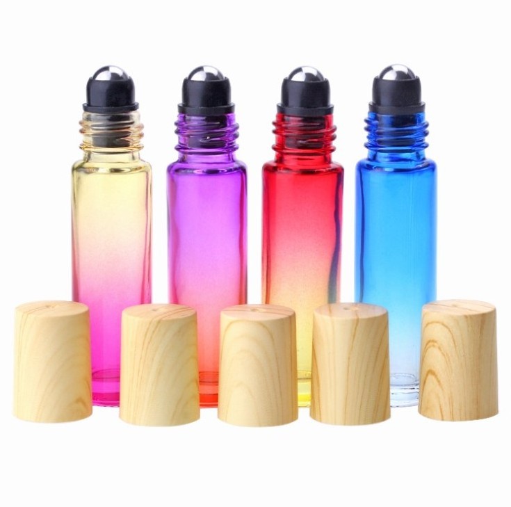 10ml Rainbow Colorful Gradient Roll on Glass Bottles