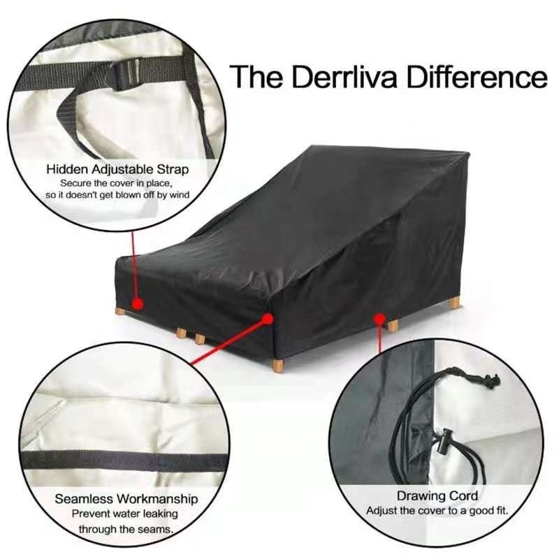 New High Grade Direct Factory Hot Sales Outdoor Furniture Cover Patio Garden Chair Cover Double Wide Chaise Lounge Cover