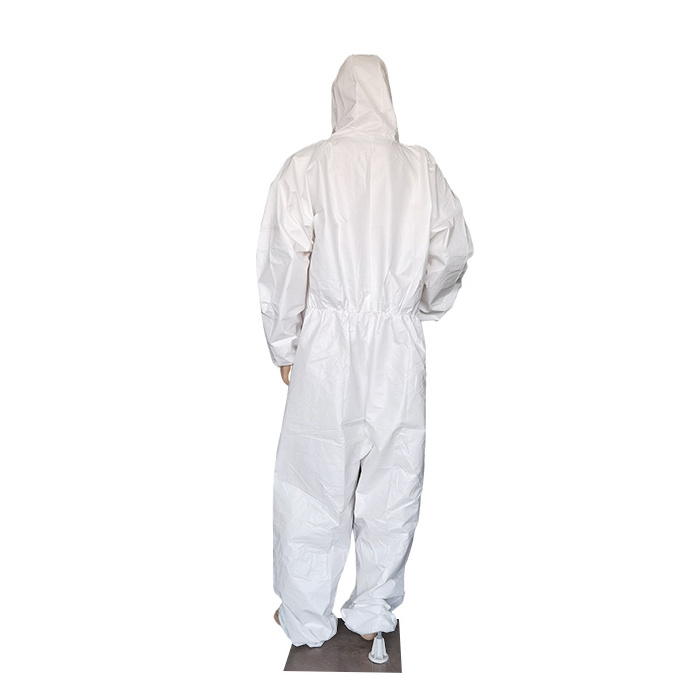 PPE Suits Disposable Coverall Microporous White Microporous Coverall 60 grams With Hood