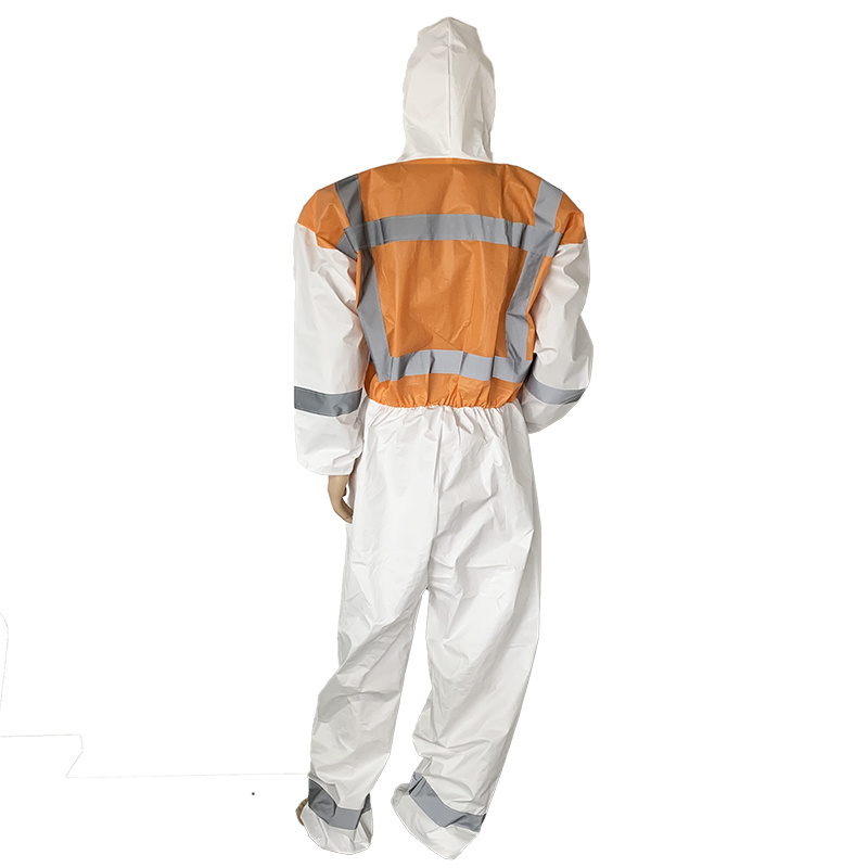 Disposable Chemical Coverall Protection Microporous Overalls With Reflective Tapes