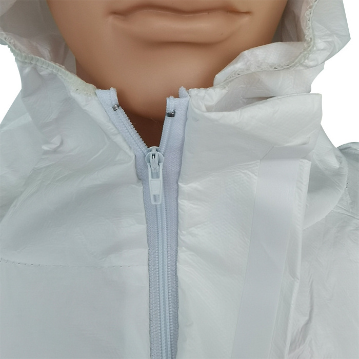 Type 5 6 Disposable Safety Clothing with Zipper Asbestos Removal Overall Disposable Coverall