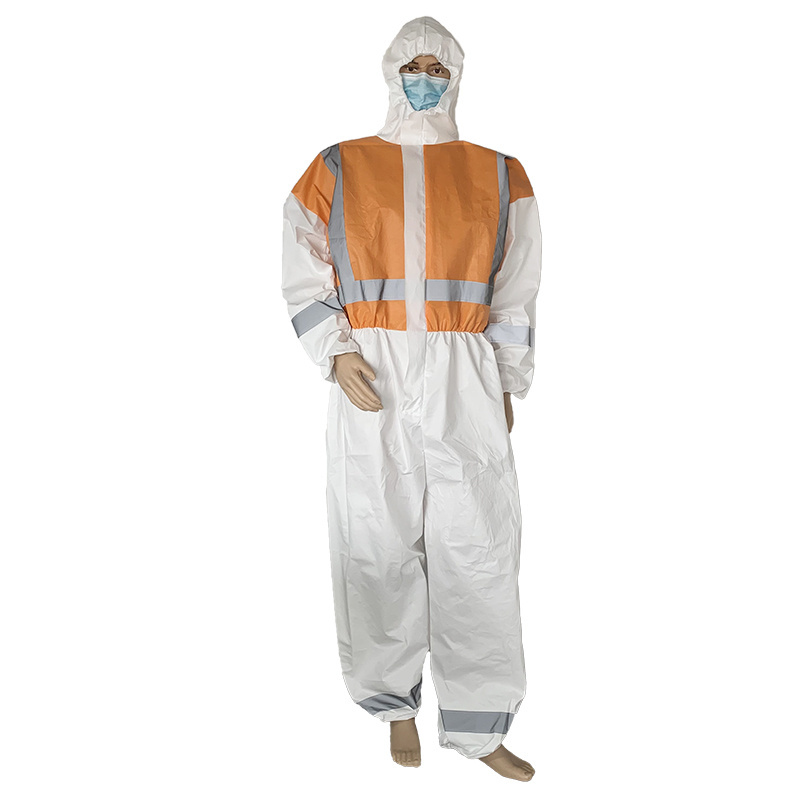 Disposable Chemical Coverall Protection Microporous Overalls With Reflective Tapes