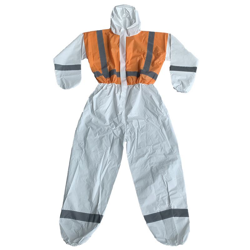 Disposable Chemical Coverall Protection Microporous Overalls With Reflective Tapes