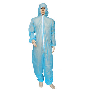 Non-woven spunbonded suit disposable polypropylene coveralls Polypropylene jumpsuit with hood and zip fastening