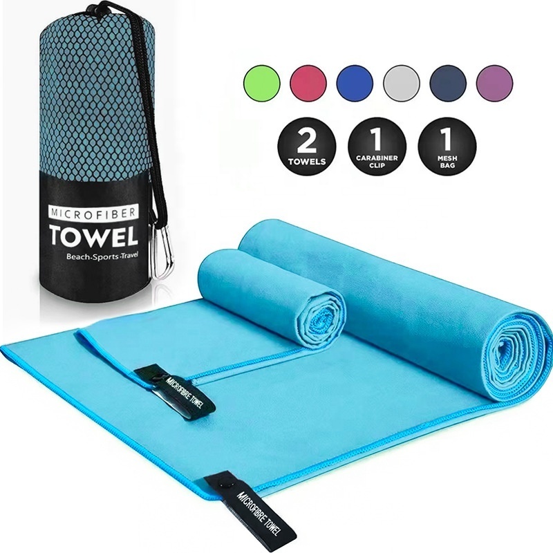 Custom Absorbent Sweat Quick Dry Suede Yoga Fitness Exercise Gym Travel Towel Microfibre Sports Towel With Drawstring Mesh Bag