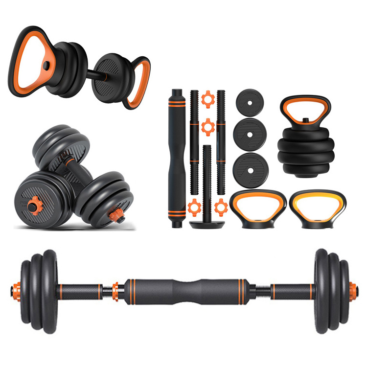 6 in 1 set Multifunctional Adjustable Dumbbell Cement kettlebell Set 10-40kg Gym Fitness Dumbbells