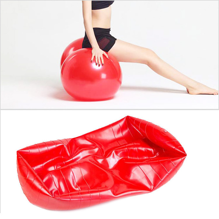 Pilates Yoga Ball Inflatable Peanut Exercise Ball Blow Up Thick Balance Ball With Manual Pump For Yoga Fitness Physical Therapy