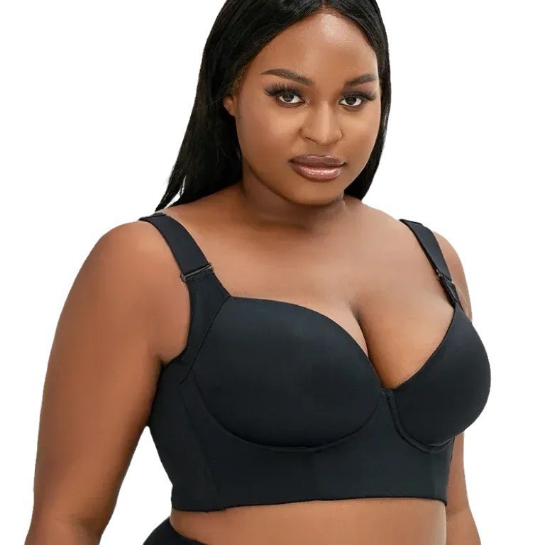 Plus-size glossy sexy bra with anti-sag adjustable bra for women with underwire