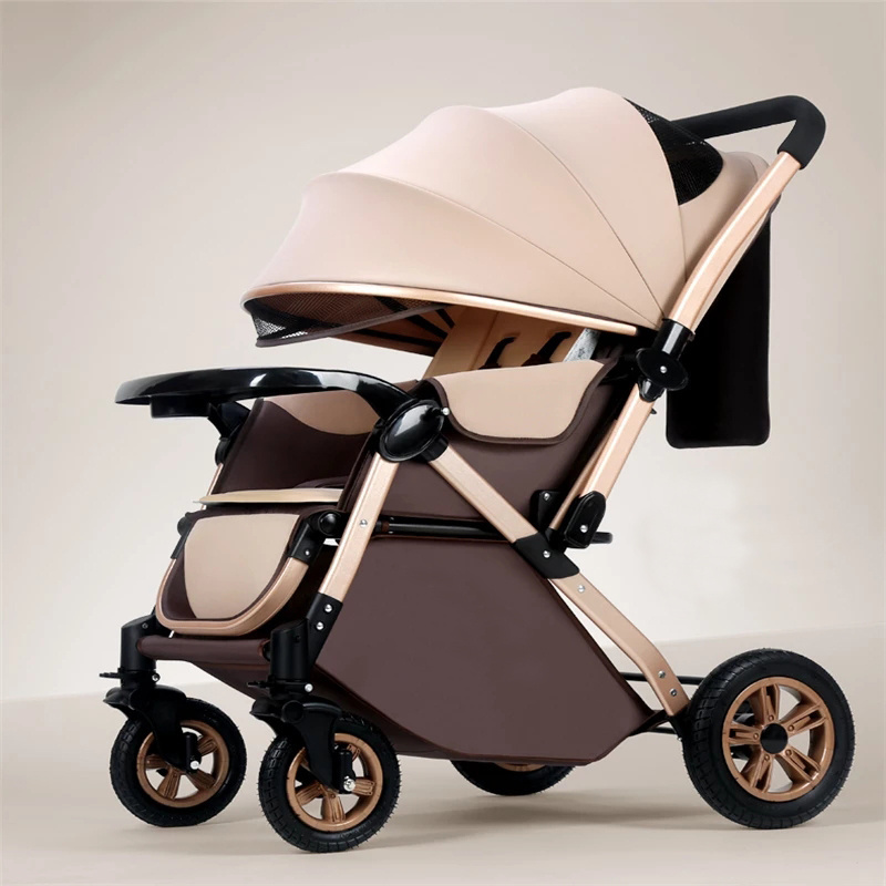 Luxury design two way armrest baby pushchair stroller 4 wheels lightweight folding kids pram wagon carrier bebe carriages